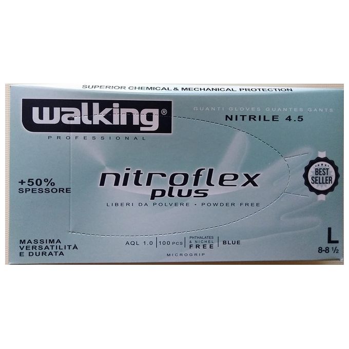 Machieraldo Guanti in Nitrile Nitroflex Plus 100 Pezzi Taglia L