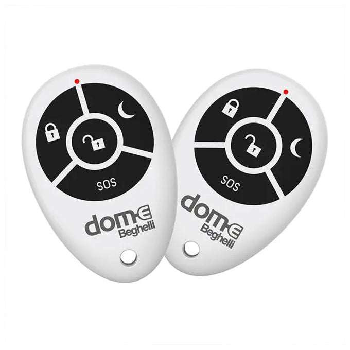 Beghelli 60052 Telecomando per Sistema Allarme Dom-e con Tecnologia LoRa Portata 100 Metri Pulsante SOS Batteria CR2032 Inclusa colore Bianco