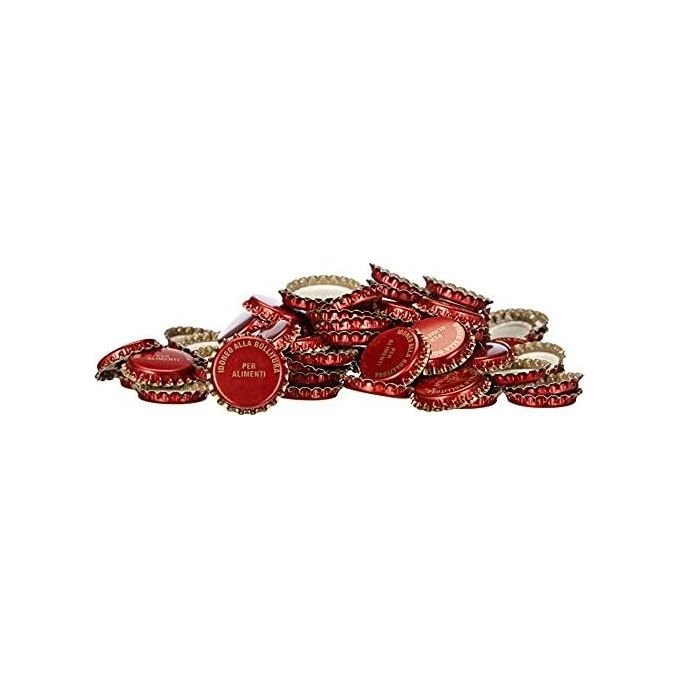 Vigor-Blinky Tappi Corona Rossi con Guarnizione per Bottiglia 100 Pezzi Diametro 26mm