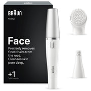 Braun 8006530193658 FaceSpa Epilatore e Spazzola per Pulizia 100% Impermeabile con Accessori per Viso Bianco Argento