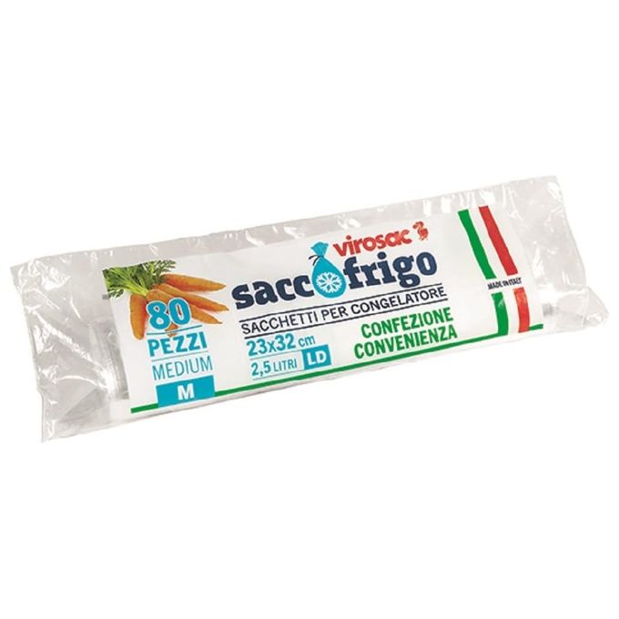 Virosac Sacchetti per Freezer in Busta 80 Pezzi 23x32cm