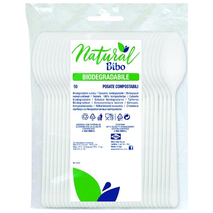 Natural Bibo Cucchiaio Bianco 50 Pezzi