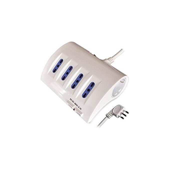 Vigor-Blinky Multipresa 8 Prese con Interruttore Schuko+Bipasso+Usb Spina 16A