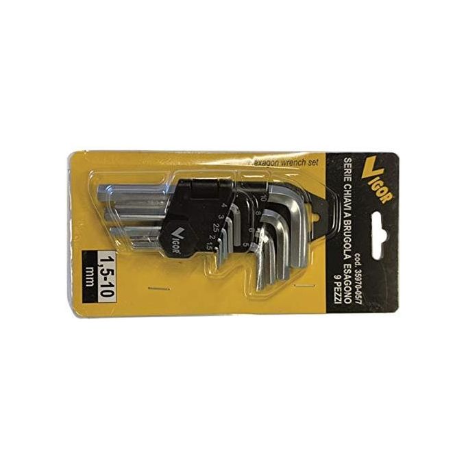 Vigor-Blinky Serie Chiavi a Brugola Hex 9 Pezzi Supporto 1.5-10mm