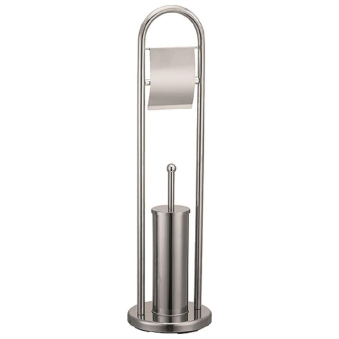 Vigor Portascopino Wc Inox con Portarotolo H. 80cm