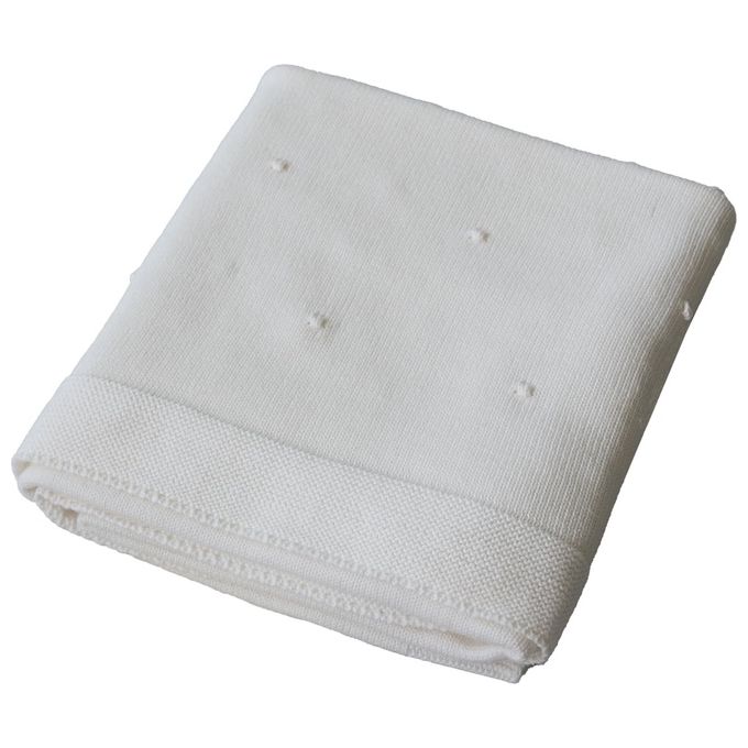 Italbaby Coperta Lettino Modello 020220005 in Morbido Cotone Pois Bianco Ideale per Comfort e Stile nel Sonno del tuo Bambino
