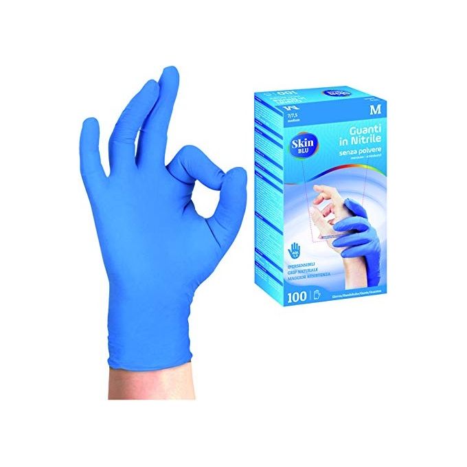 Vigor-Blinky Guanti Nitrile Skinblu Mono Splituso 100 Pezzi Misura XL