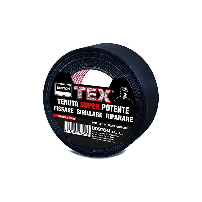 Vigor-Blinky Nastro Adesivo Boston Tex Riparazione Nero 25mt 50mm