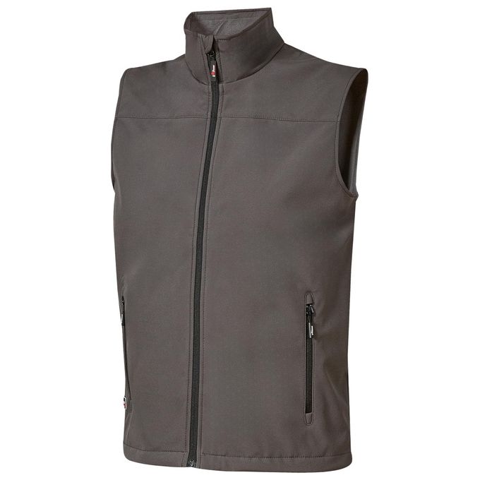U-Power WIN231GI Dublino Gilet da Lavoro Soft Shell Mechanical Stretch Antivento Traspirante Idrorepellente 2 Tasche Zip colore Grigio Iron