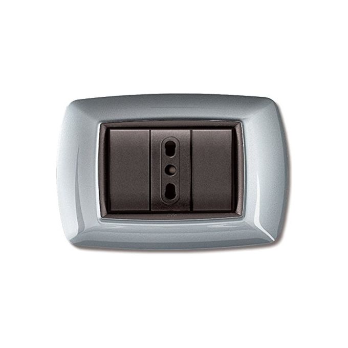 Elettrocanali Placche Tecnopolimero Mylife Alluminio Chiaro con Adattatore 3 Moduli