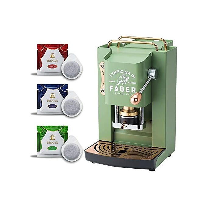 Faber Pro Deluxe Macchina da Caffe' a Cialde 44mm Acid Green Ottone