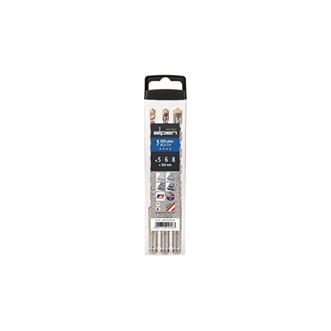 Alpen Astuccio Punte SDS Plus F4 Box 3 Pezzi 5-6-8x1 60