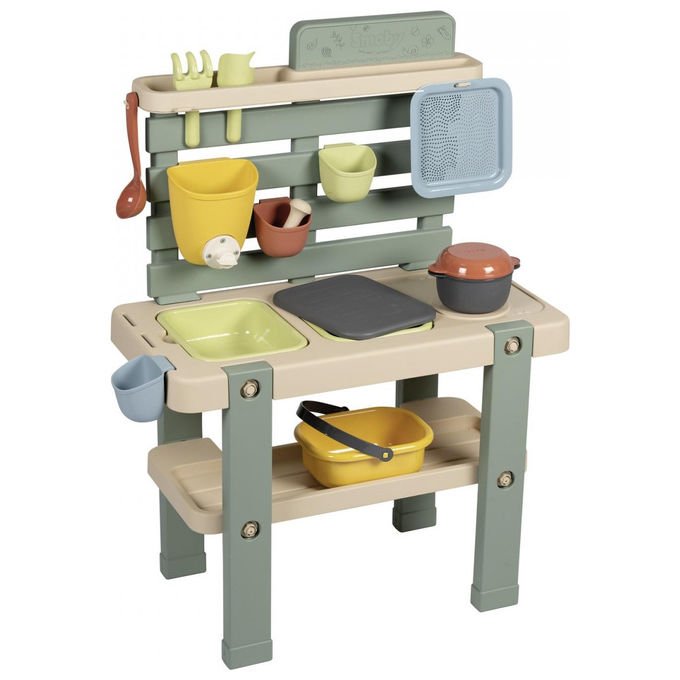Smoby 3032168402089 Smoby Life Cucina da Gioco con Acqua e Sabbia 15 Accessori (72x36x99 cm) colore Multicolore