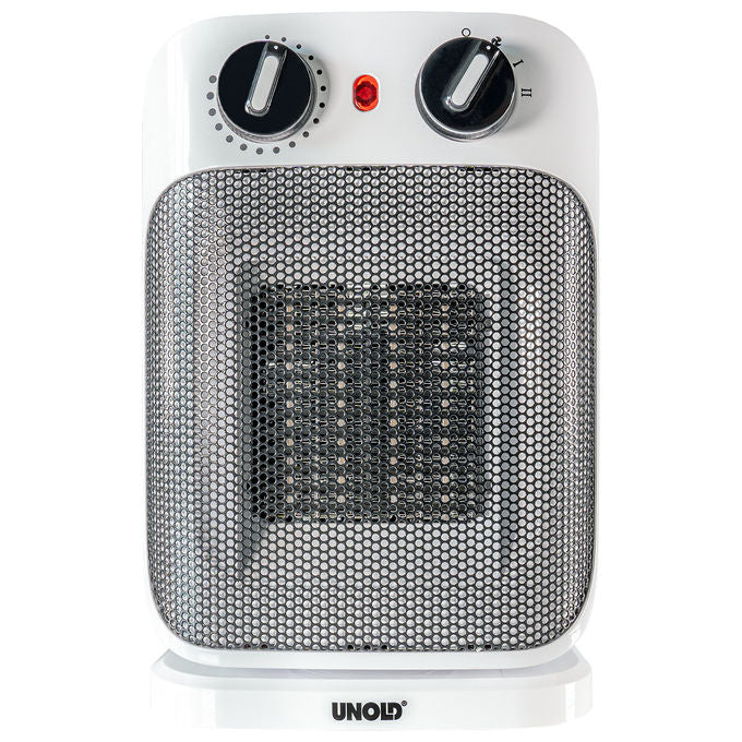 Unold 86460 Riscaldatore Ambiente Elettrico con Ventilatore Ceramica 1800 W Oscillante 70° Spegnimento Automatico e Termostato Regolabile colore Nero Bianco