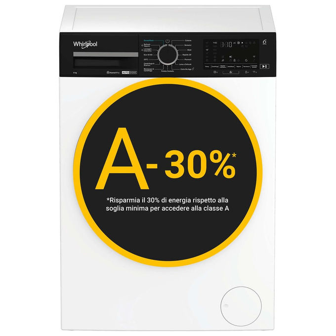 Whirlpool 869991729500 WPM 99W ADS IT Lavatrice smart connessa con WiFi 9 Kg 1400 rpm Classe A 6TH SENSE FreshCare (60x58x84.5 cm) colore Bianco