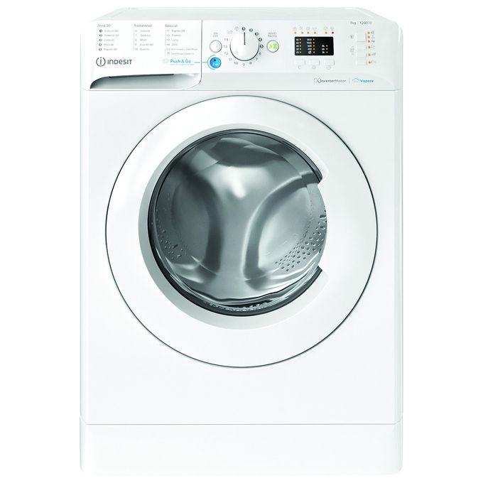 Indesit 869993315970 BWSA 7126X WV IT Lavatrice Caricamento Frontale 7 Kg 1200 rpm Classe A Inverter Display LED Vapore (85x59.5x43.5 cm) colore Bianco