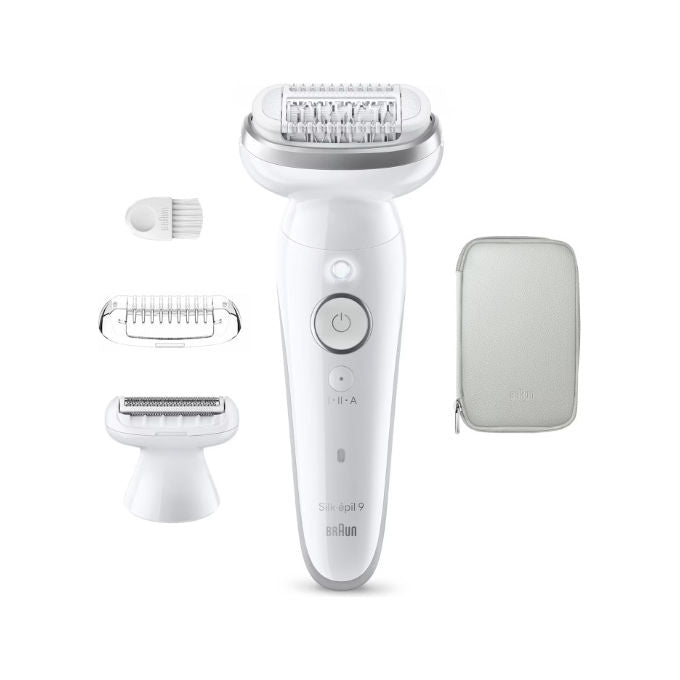 Braun 8700216963657 Silk·épil 9 Epilatore Wet and Dry 40 pinzette MicroGrip ricaricabile 50 min Bianco