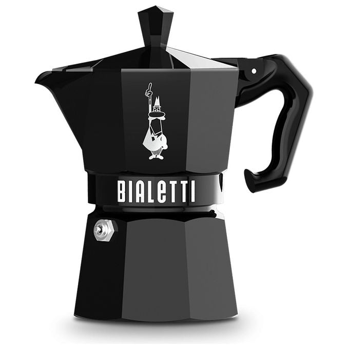 Bialetti 8006363040471 Moka Exclusive Caffettiera 3 tazze in alluminio con guarnizione in silicone colore Nero