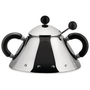 Alessi 9097B Zuccheriera con Cucchiaino in Acciaio Inossidabile 18-10 e Resina Termoplastica Capacita' 20 cl Altezza 8 cm Diametro 10.5 cm colore Nero