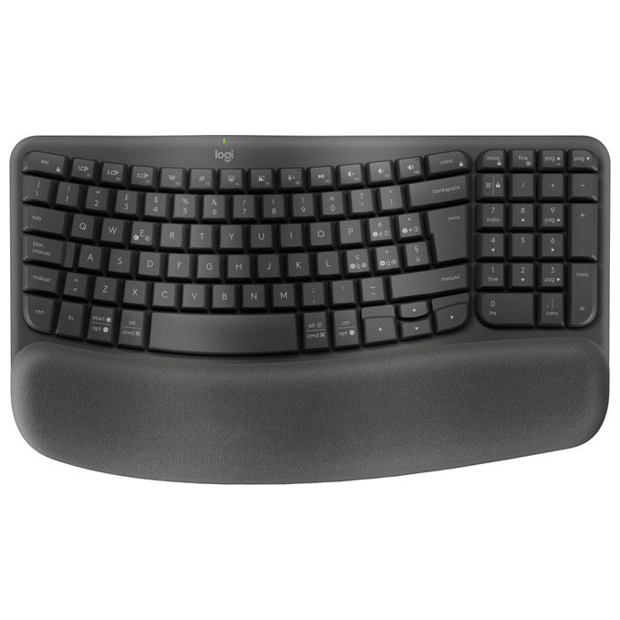 Logitech 920-012330 Wave Keys for Business Tastiera Wireless Ergonomica Supporto Polsi colore Grafite