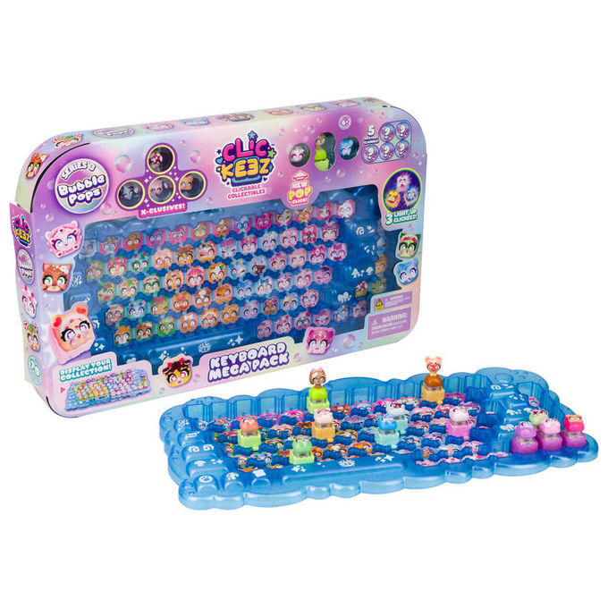 Goliath 937216 Clickeez Keyboard Mega Pack Serie 3 Bubble Pops Fidget Toy con 12 Personaggi 4 Esclusivi 3 Basi Illuminate Portachiavi Colore Multicolore