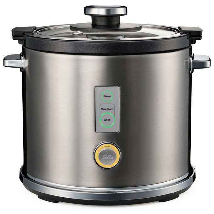 Solis 979.09 Cuoci Riso 1,2 L 650 W Touch con Funzione Mantieni Caldo Coperchio in Vetro Acciaio Inox colore Grigio