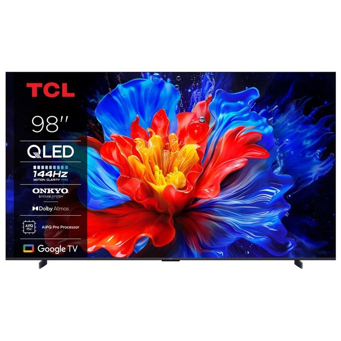 TCL 98P89K Smart TV QLED 4K 98'' Google TV 144Hz Dolby Vision Atmos FreeSync Premium colore Metallico
