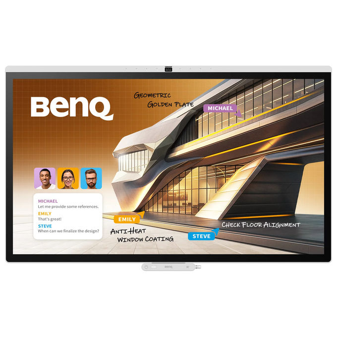 BenQ 9H.P28TB.DE1 CP7505 lavagna interattiva 75'' 3840 x 2160 Pixel Touch screen 50 punti 256 GB Android 15 colore Bianco