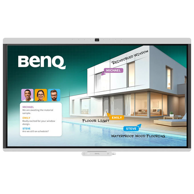 BenQ 9H.P29TB.DE1 CM5505 Lavagna Interattiva 55'' 4K UHD Touch Capacitivo 50 Punti 1209,6 x 680,4 mm Android 15.0 Wi-Fi 6 Bluetooth 5.4 USB tipo A e C HDMI 2.0 Slot OPS colore Bianco