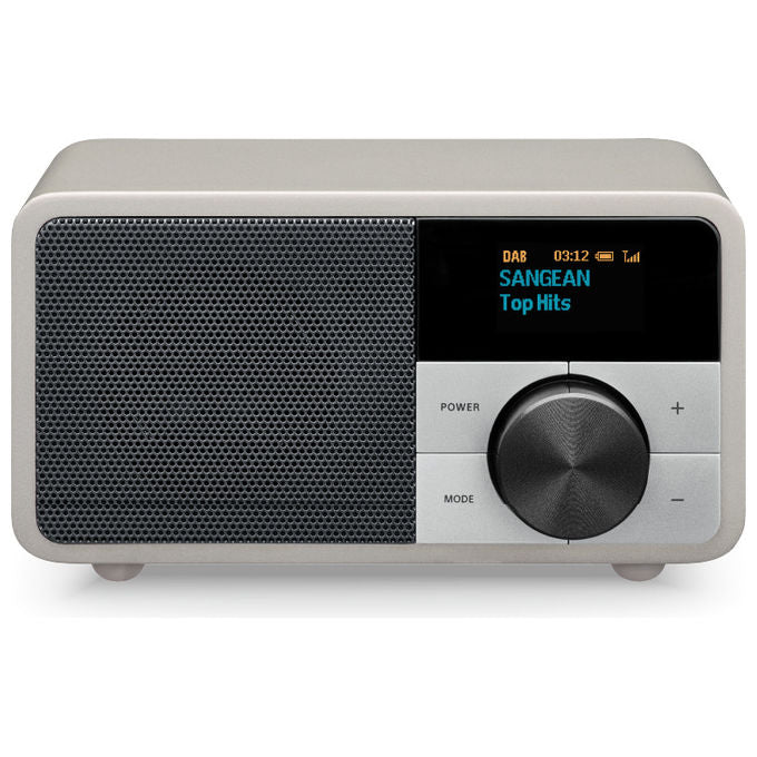 Sangean DDR-7 Serie Mini Radio da Tavolo DAB+ FM Bluetooth Potenza 2 W Batteria 2600 mAh Autonomia 18 ore Materiale Legno colore Argento