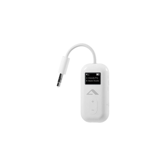 Alogic ABTTX1-WH Trasmettitore Audio Bluetooth 3.5 mm con Display Integrato e Connessione Simultanea a 2 Dispositivi colore Bianco