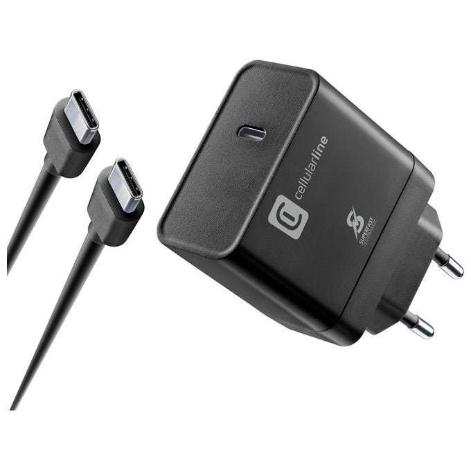 Cellular Line Super Fast Charger Kit PD 45W Caricabatterie da Rete USB-C 45W con cavo USB Type-C 1mt Nero