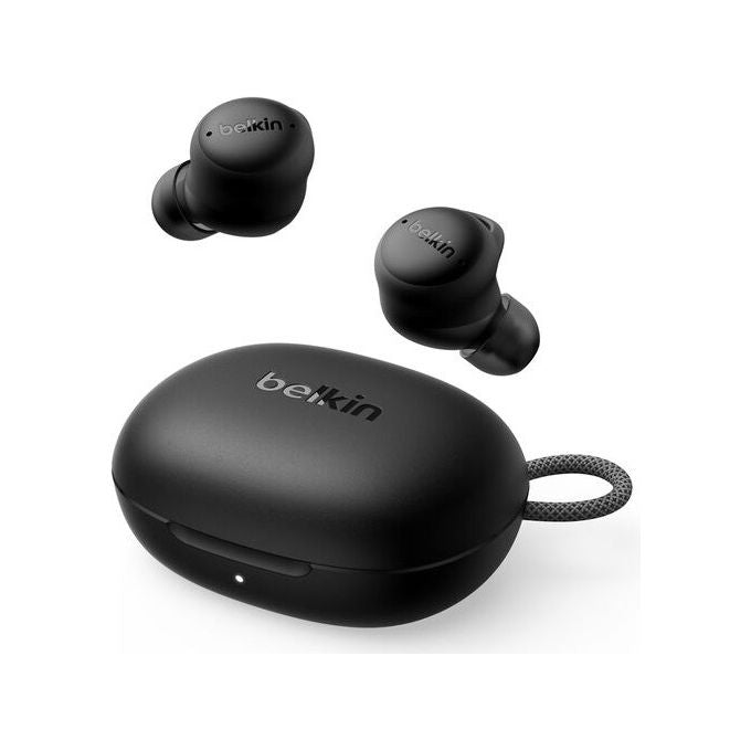 Belkin AUC017HQBK SoundForm Isolate Cuffie Wireless In-ear con Cancellazione Attiva del Rumore e Modalita' di Trasparenza USB tipo-C Bluetooth 34 ore di autonomia con custodia colore Nero