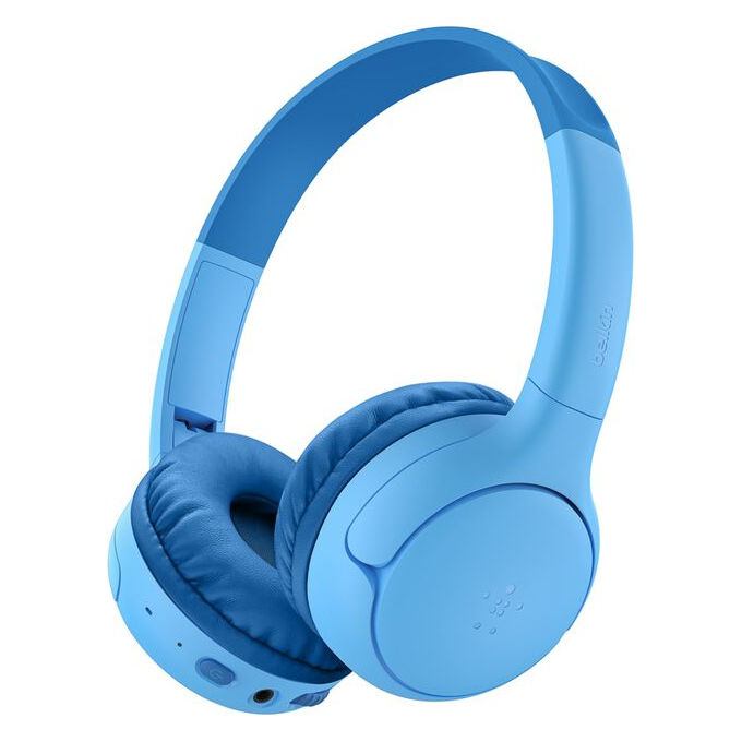 Belkin AUD012hqBL SoundForm Mini 2 Cuffie Bluetooth On-Ear per Bambini con Limite Volume 85 dB Fino a 55 Ore di Riproduzione IPX5 colore Blu