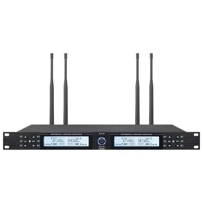 Empire AV.BR400 Ricevitore UHF 4 Canali 4 Uscite Bilanciate + 1 Uscita Mixata Montaggio Rack Antenna Rimovibile colore Nero