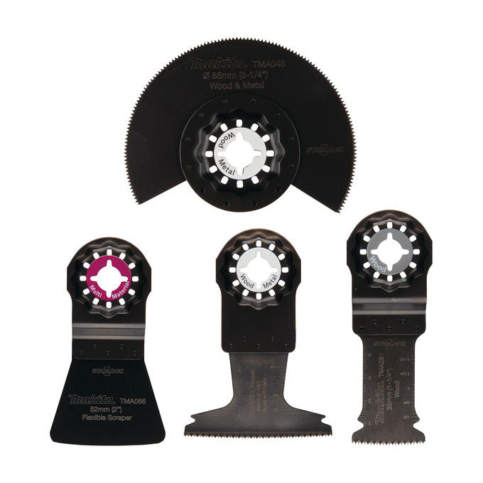 Makita B-67505 Set di lame per apparato multifunzione 4 pezzi Materiali Bimetallo e Acciaio al carbonio (HCS) colore Nero