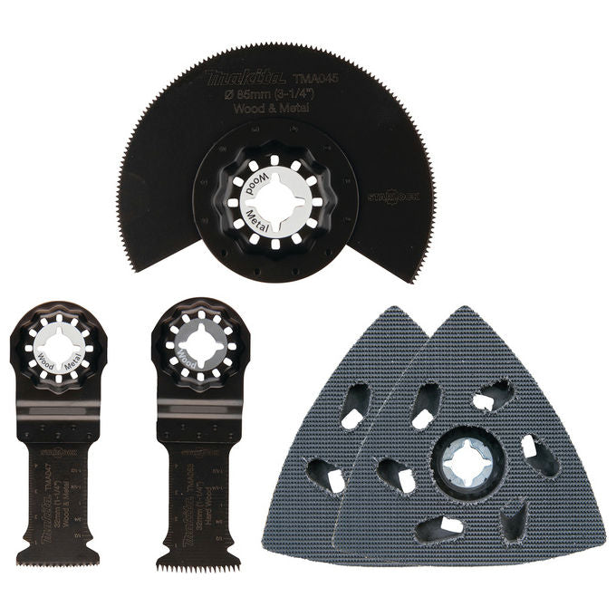 Makita B-67511 Set di Lame per Sega 5 Pezzi per Legno Plastica Cartongesso Fibra di Cemento Compatibile con Sistema Starlock colore Nero