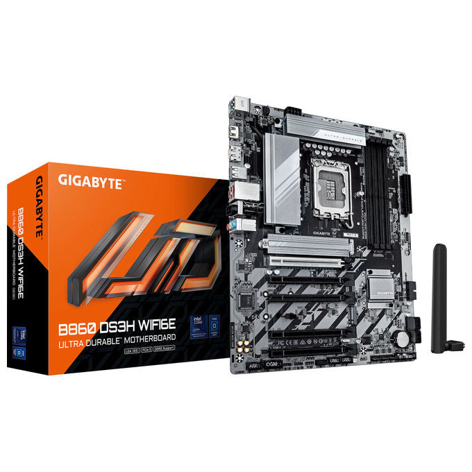 Gigabyte B860 DS3H WIFI6E Scheda madre ATX con chipset Intel B860 CPU Intel Core Ultra supporto DDR5 fino a 9066MHz 1xPCIe 5.0 2xM.2 WiFi 6E Bluetooth 5.3 LAN 2.5GbE colore Nero