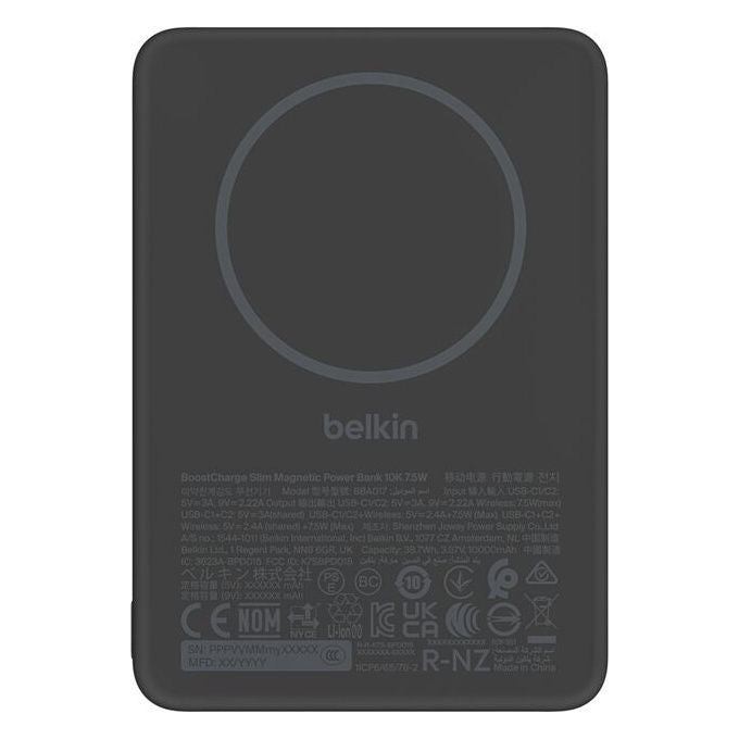 Belkin BPD017HQBK Powerbank 5000 mAh Carica Wireless USB Tipo C 7,5 W colore Nero