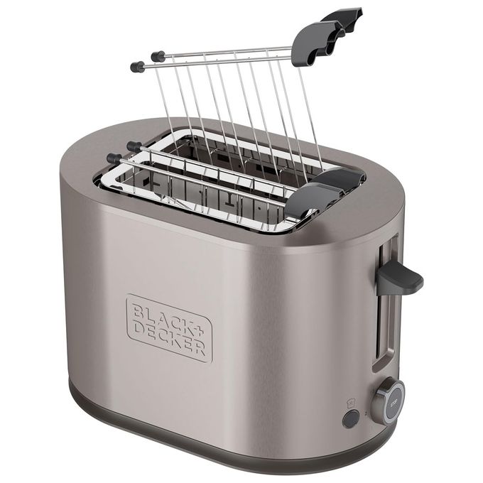 Black e Decker BXTOA901E Tostapane 2 Fette Potenza 900 Watt 7 Livelli di Cottura Funzione Scongelamento e Vassoio Raccoglibriciole