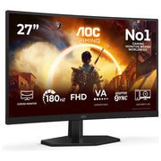 AOC C27G42FE G4 Monitor Gaming Curvo 27'' FHD 180 Hz 0,5 ms colore Nero Rosso