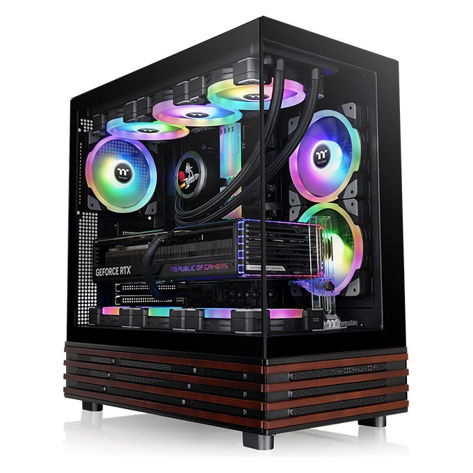 Thermaltake CA-1Y7-00M1WN-WS View 270 Plus WS ARGB Case Midi Tower ATX EATX Micro-ATX Mini-ITX con Illuminazione ARGB Ventole Preinstallate 3x120mm Vetro Temperato Legno colore Nero