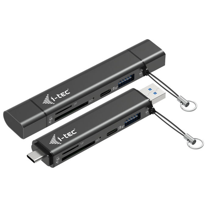 I-tec CADONGLEUSBSD Dongle USB-C-USB-A con Lettore SD e TF 2 Porte USB 3.2 Gen 1 5 Gbps colore Nero