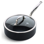 GreenPan BARCELONA PRO Patelnia Sauté 24 cm con Coperchio in Acciaio Inox Antiaderente Ceramica Thermolon Infinity Pro Induzione Forno 220°C PFAS Free colore Nero
