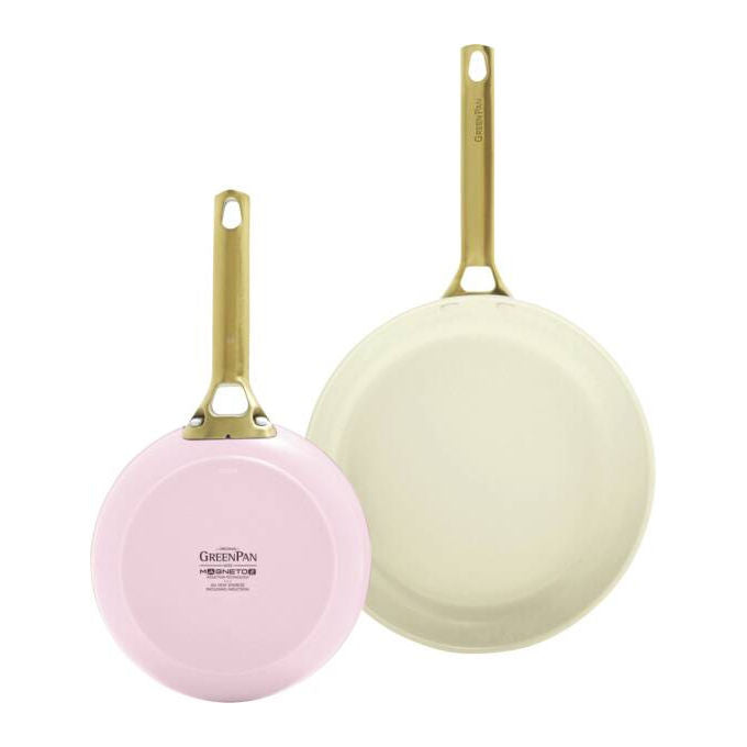GreenPan PADOVABP2 Set di Padelle in Alluminio con Rivestimento Antiaderente Thermolon Ceramica Induzione Sì Forno Fino a 200°C Lavabile in Lavastoviglie colore Rosa