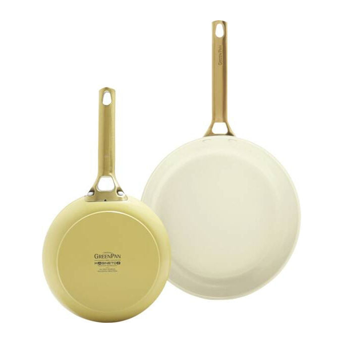 GreenPan CC008486-001 Padova Reserve Set di 2 Padelle 20 + 26 cm Rivestimento Antiaderente in Ceramica Rinforzato con Diamanti Acciaio Inox Fino a 200 °C Induzione colore Giallo