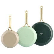 GreenPan CC009018-001 Set di Padelle Shades in Alluminio Riciclato con Rivestimento in Ceramica Antiaderente Compatibile con Piani Cottura a Induzione 3 pezzi colore Verde Beige