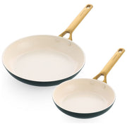 GreenPan CC010214-001 Padova Reserve Set di Padelle 2 pezzi 20 cm e 26 cm Induzione Ceramica Antiaderente colore Verde con Manico Dorato