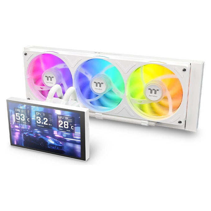 Thermaltake CL-W494-PL12SW-A ST360 Ultra Refrigeratore a Liquido All-in-One Display 7'' RGB 365 W colore Bianco