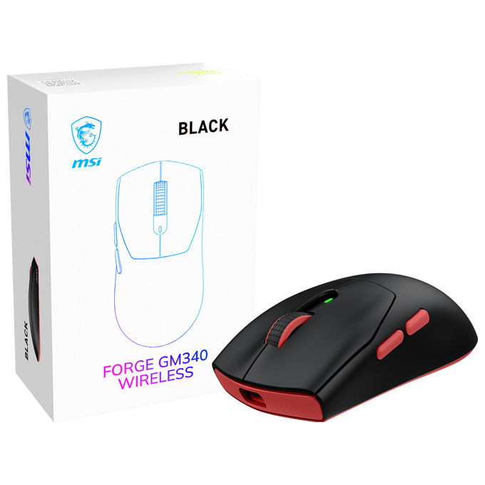 MSI CMCMMSI0005 FORGE GM340 Mouse Gaming Wireless 12000 DPI 1 ms 57g colore Nero